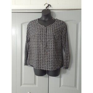 Merona black-and-white lightweight half button blouse